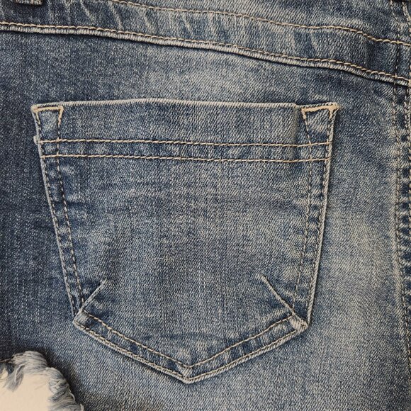 Harper Shorts Women Denim Distressed Low Rise Frayed Embroidered Jeans Size 26 - Picture 7 of 10